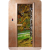 Дверь для сауны DoorWood (Дорвуд) 80x210 Фотопечать A089 правая, коробка ольха