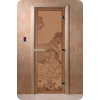 Дверь для сауны DoorWood (Дорвуд) 60x200 Основная серия Банька в лесу (бронза матовое) левая