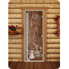 Дверь для сауны DoorWood (Дорвуд) 80x190 Престиж (с рисунком) Дженифер левая (прозрачная)