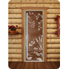 Дверь для сауны DoorWood (Дорвуд) 80x190 Престиж (с рисунком) Камышовый рай правая (прозрачная)