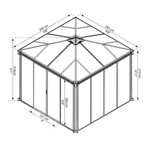   Palram Gazebo Lebro 3000 Closed, Grey